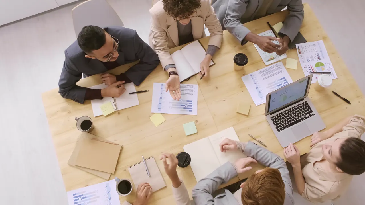 A team discussing a shared project