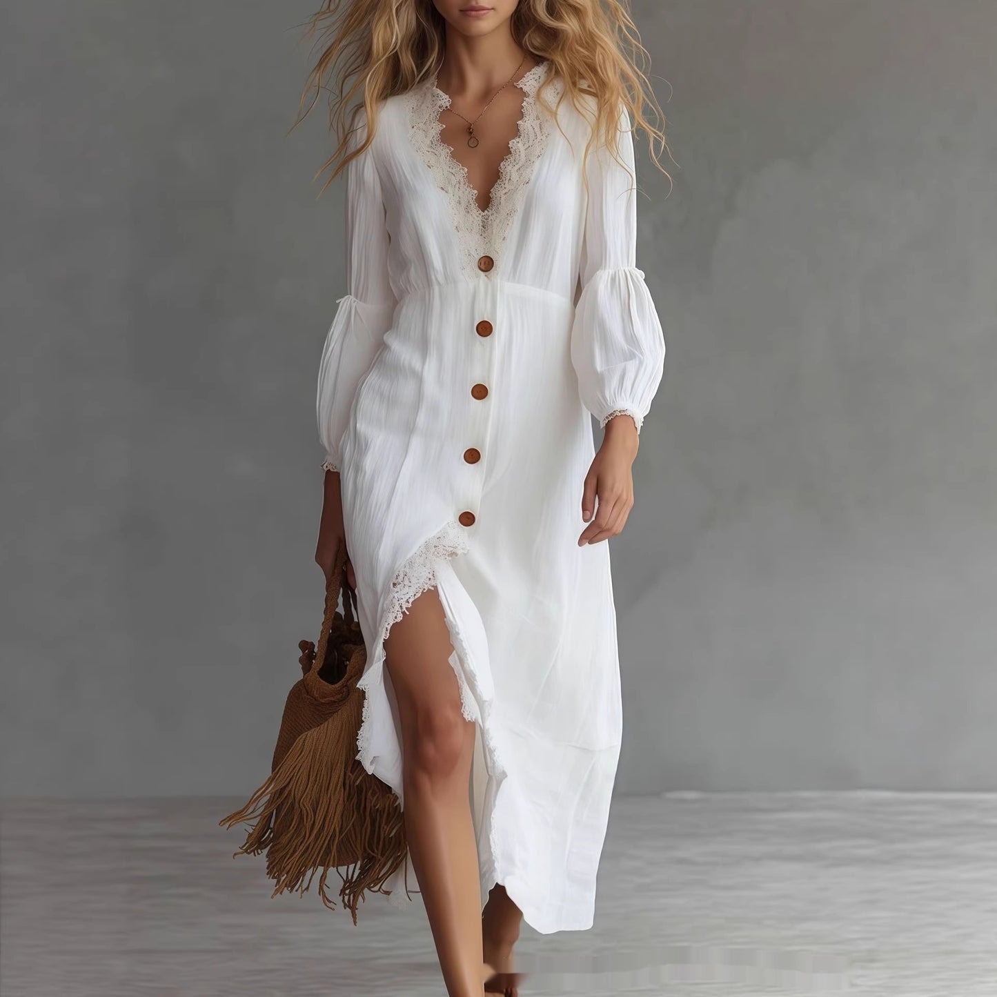 Long-sleeve Shirt Chic White Dress