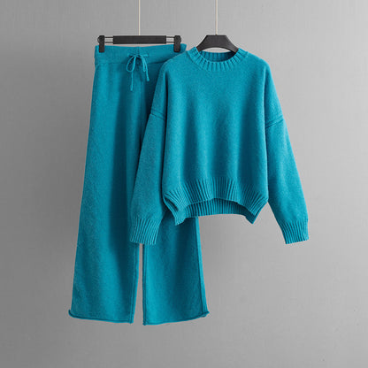 Fashionable Casual Knitted Pants Set For Women