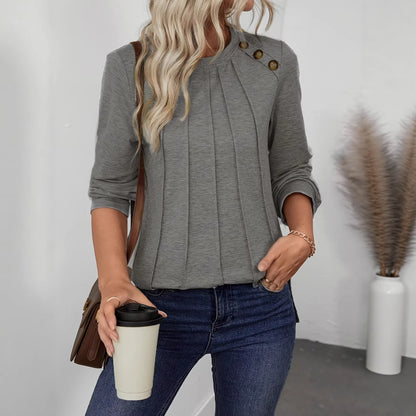 Women Loose Casual Long Sleeve Crewneck Knitted Sweatshirt, Comfortable For Autumn