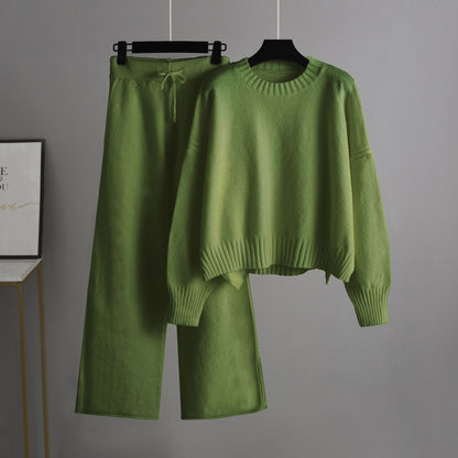 Fashionable Casual Knitted Pants Set For Women