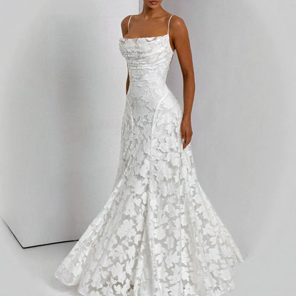 Slim-fit Sling Backless Lace Up Design Dress