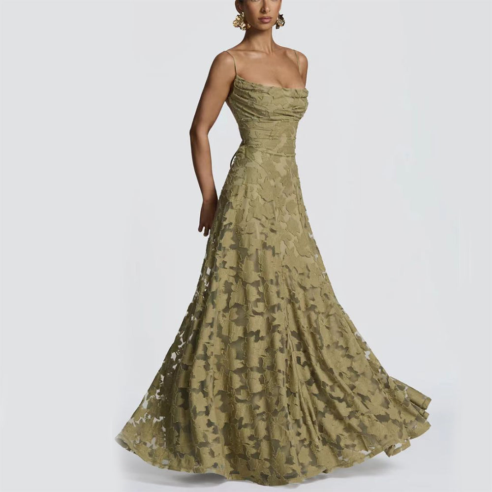 Slim-fit Sling Backless Lace Up Design Dress