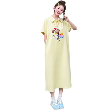 Fashionable Embroidered Polo-Neck Chic Flap-Collar Puppy Dress