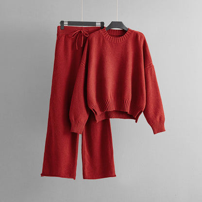 Fashionable Casual Knitted Pants Set For Women
