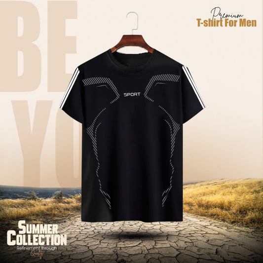 Stylish Comfortable sports T-Shirt(Black)-4657