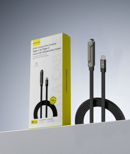 Fast Charging Foldable Bracket Data Cable 2-in-1 Data Wire Foldable Phone Tablet Stand Type-C To Type-C USB-A To Type-C