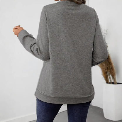Women Loose Casual Long Sleeve Crewneck Knitted Sweatshirt, Comfortable For Autumn