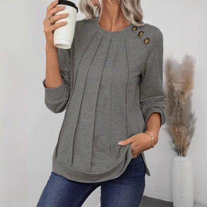 Women Loose Casual Long Sleeve Crewneck Knitted Sweatshirt, Comfortable For Autumn
