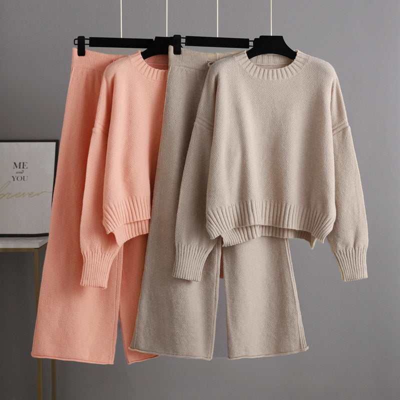 Fashionable Casual Knitted Pants Set For Women