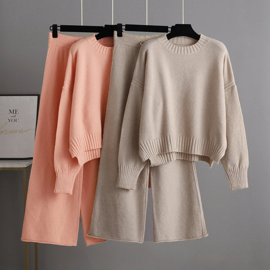 Fashionable Casual Knitted Pants Set For Women