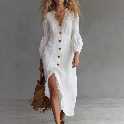 Long-sleeve Shirt Chic White Dress